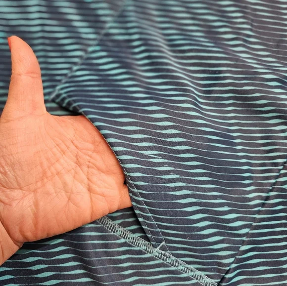 Adidas Hoodie Sweatshirt Boys L 14-16 Blue/Turquoise Striped - Picture 4 of 8